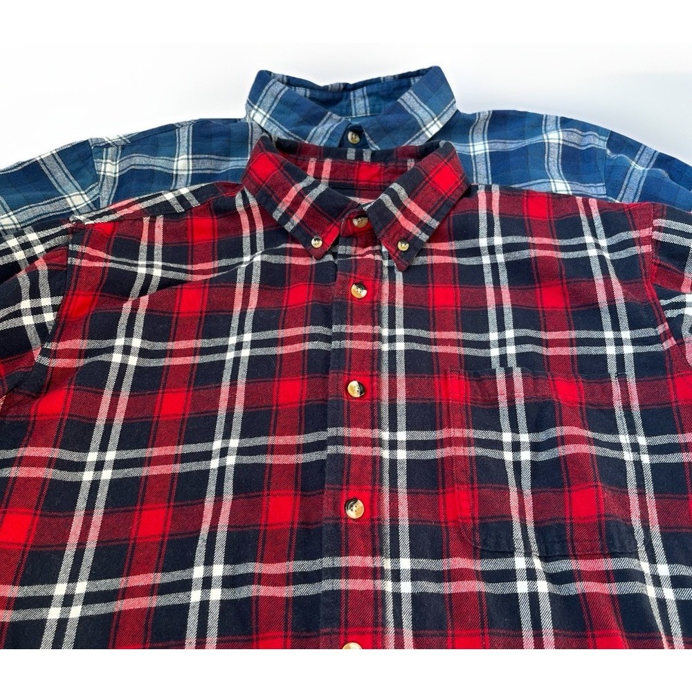 Lot Of 2 Hobbs Creek‎ Shirts Men's Size XL Navy Blue/Red Flannel Button Ups